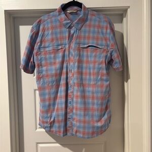 Simms Blue and Red Checkered Polo Shirt
